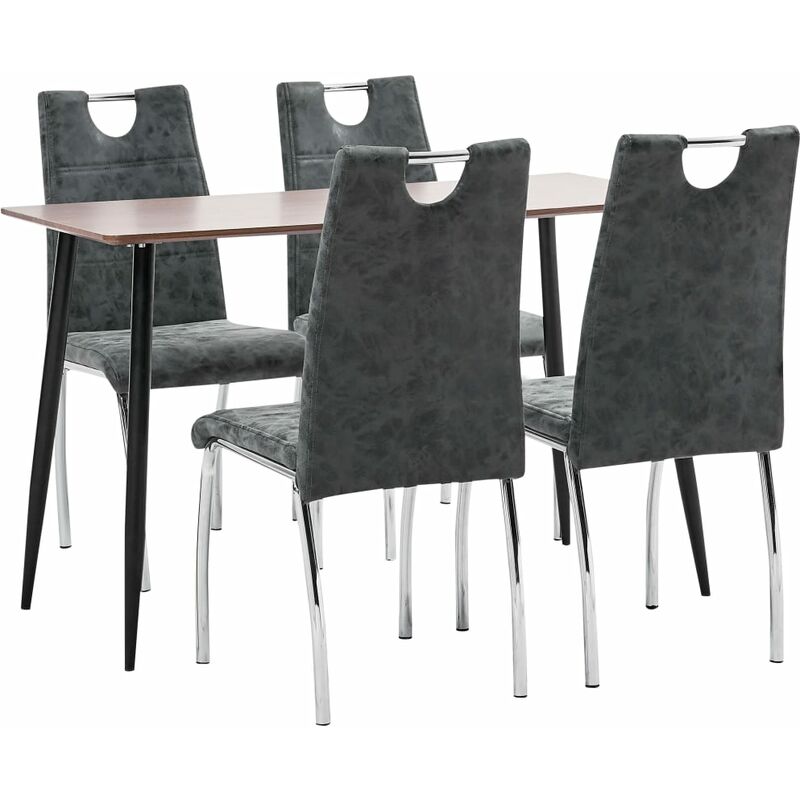 

vidaXL Juego de Comedor Cuero Sintético 5 Piezas Negro - Negro