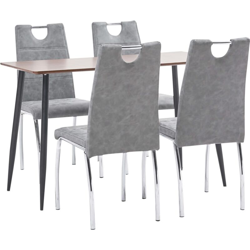 

vidaXL Juego de Comedor Cuero Sintético 5 Piezas Gris - Gris