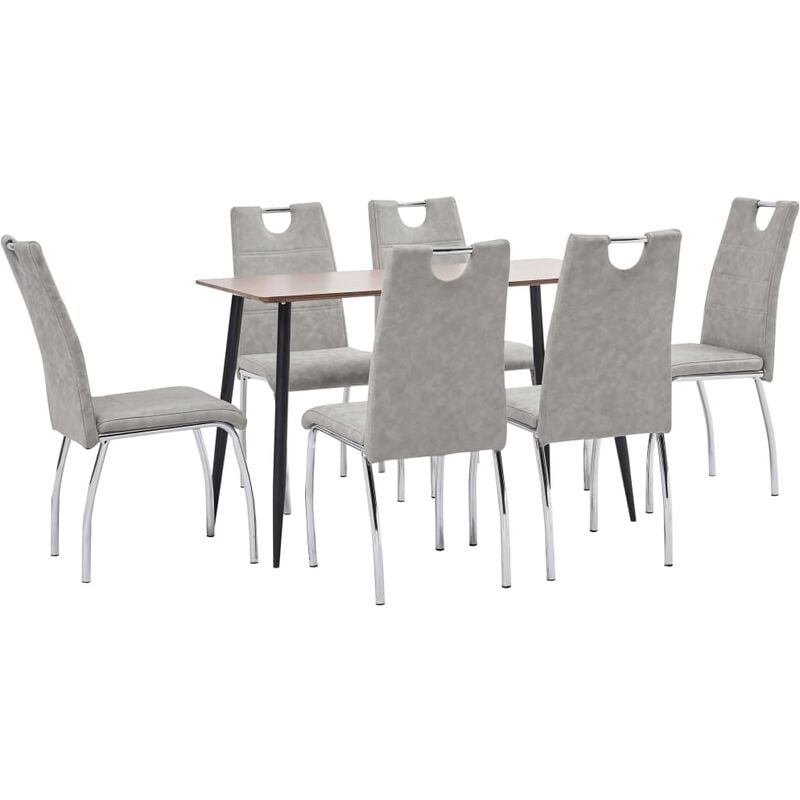 

vidaXL Juego de Comedor Cuero Sintético 7 Piezas Gris Claro - Gris