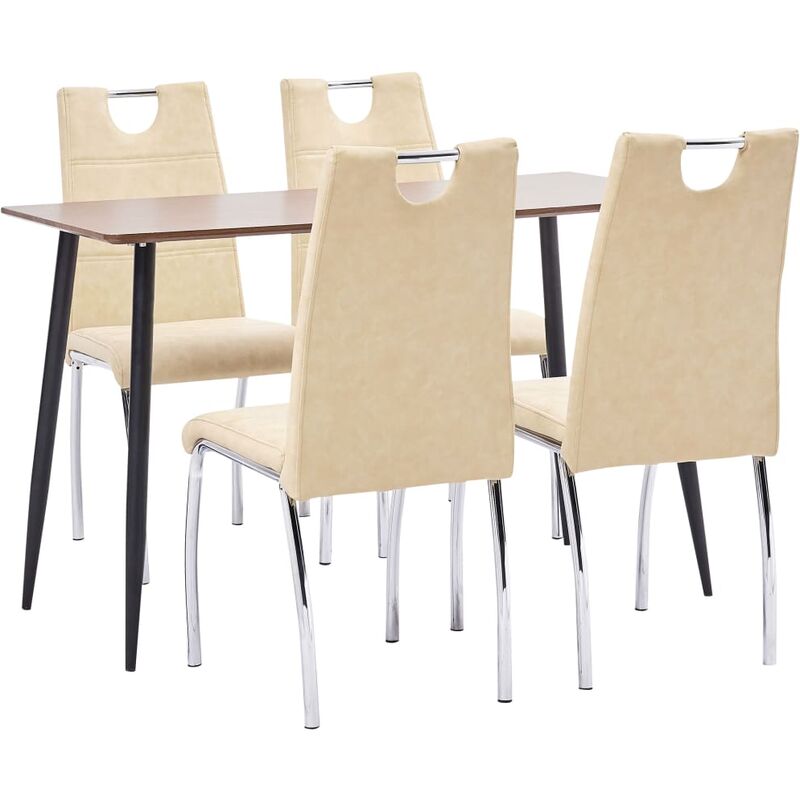 

vidaXL Juego de Comedor Cuero Sintético 5 Piezas Crema - Crema