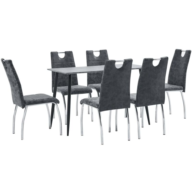 

vidaXL Juego de Comedor Cuero Sintético 7 Piezas Negro - Negro