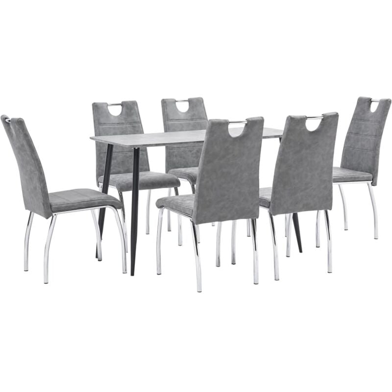 

vidaXL Juego de Comedor Cuero Sintético 7 Piezas Gris - Gris