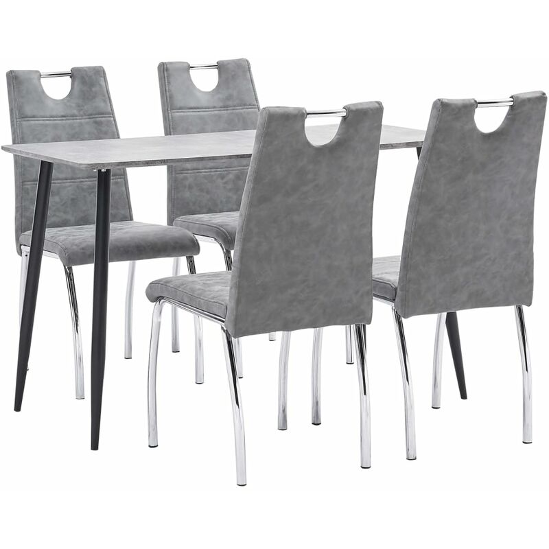 

vidaXL Juego de Comedor Cuero Sintético 5 Piezas Gris - Gris