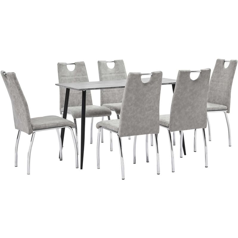 

vidaXL Juego de Comedor Cuero Sintético 7 Piezas Gris Claro - Gris
