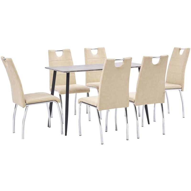 

vidaXL Juego de Comedor Cuero Sintético 7 Piezas Crema - Crema
