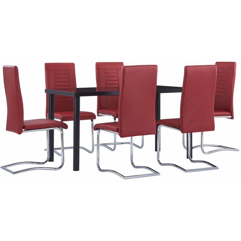 

BHD - Juego de comedor 7 piezas cuero sintético rojo