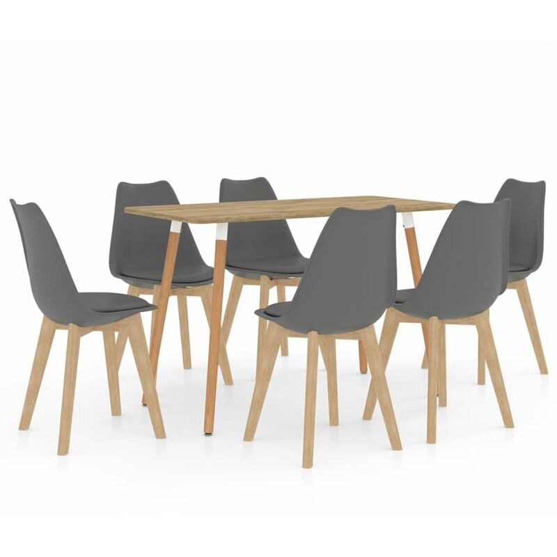 

Happyshopping - Juego de comedor 7 piezas gris