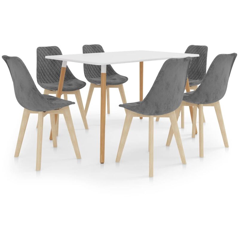 

vidaXL Juego de comedor 7 piezas gris - Gris