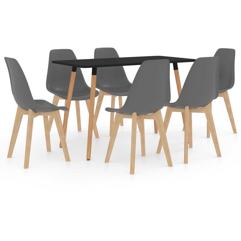 

vidaXL Juego de Comedor 7 Piezas Gris Modelo 2 - Gris