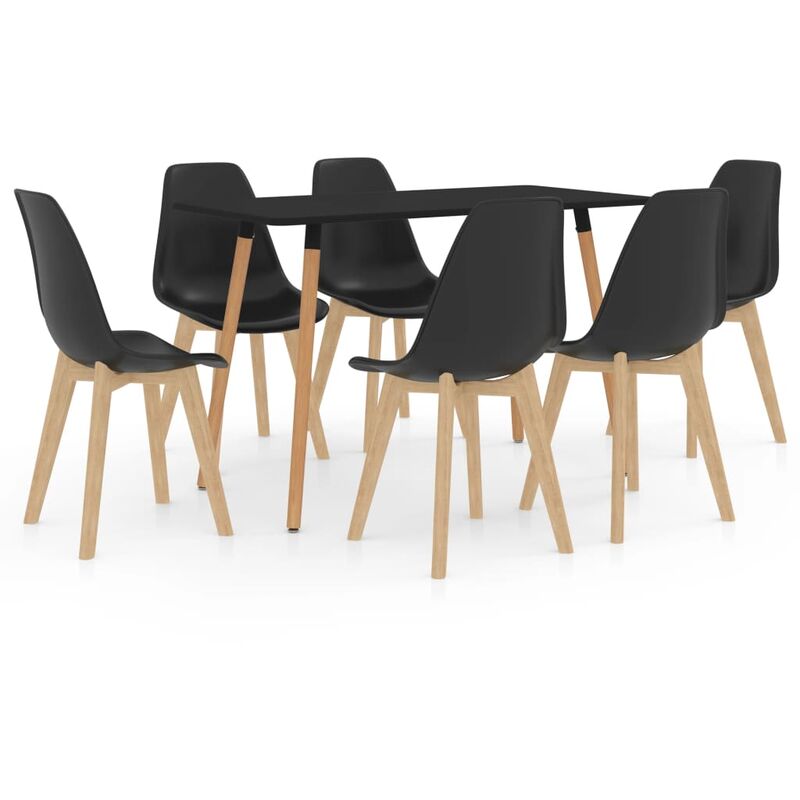 

vidaXL Juego de Comedor 7 Piezas Negro Modelo 2 - Negro