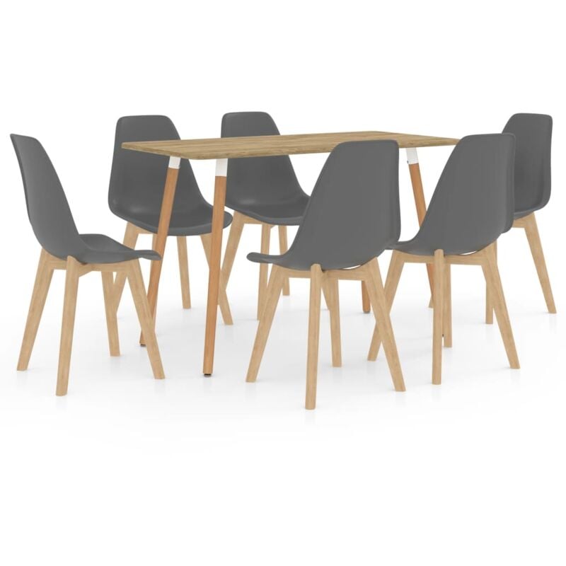

vidaXL Juego de Comedor 7 Piezas Gris Modelo 4 - Gris