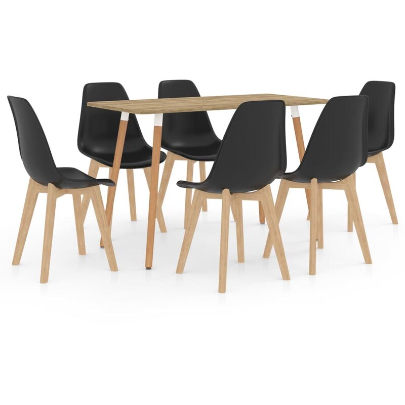 

vidaXL Juego de Comedor 7 Piezas Negro Modelo 4 - Negro