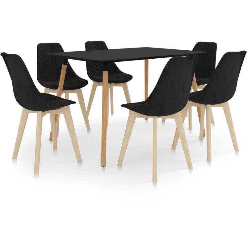 

vidaXL Juego de comedor 7 piezas negro - Negro