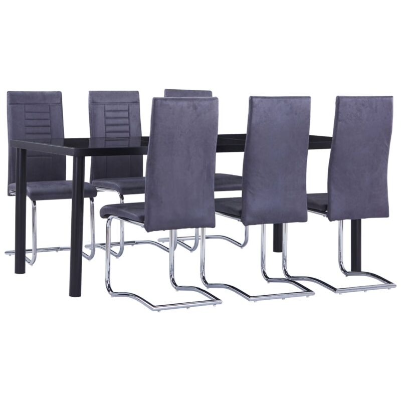 

vidaXL Juego de comedor 7 piezas piel de ante artificial gris - Gris