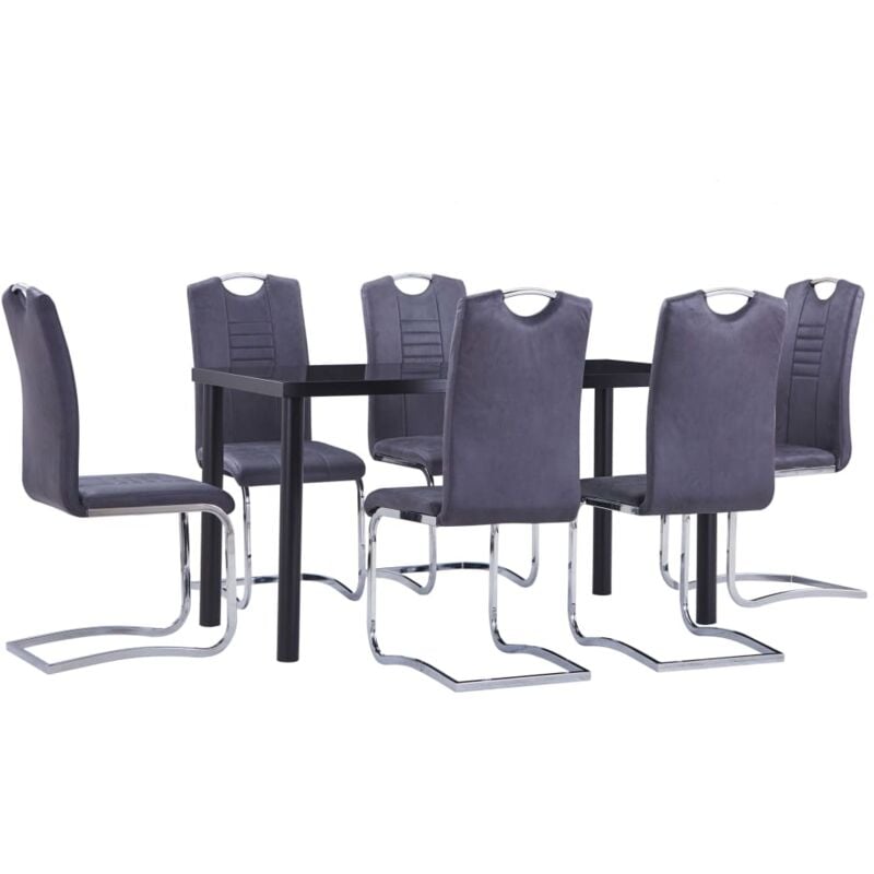

vidaXL Juego de Comedor Piel de Ante Artificial 7 Piezas Gris - Gris