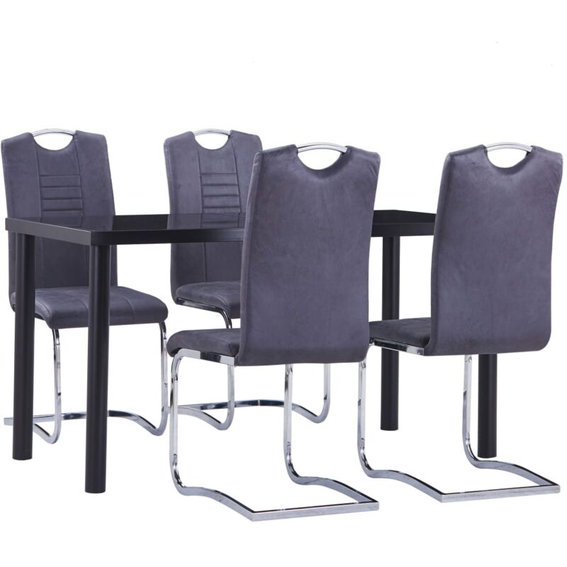 

vidaXL Juego de Comedor Piel de Ante Artificial 5 Piezas Gris - Gris