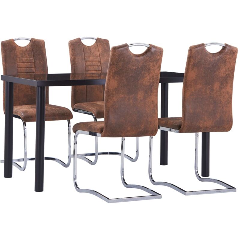

vidaXL Juego de Comedor Piel de Ante Artificial 5 Piezas Marrón - Marrón