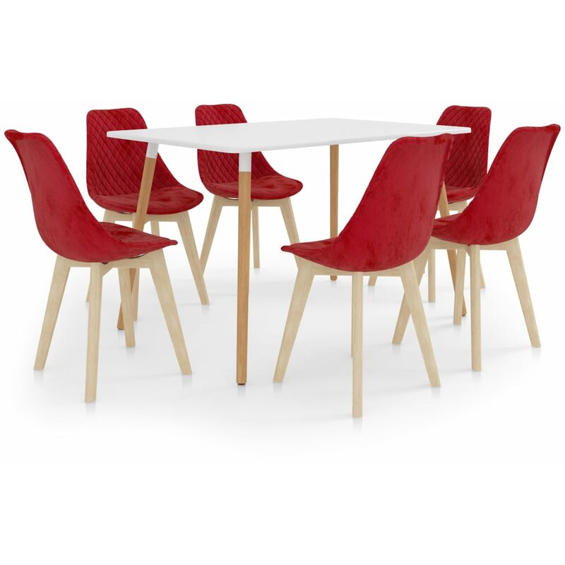 

vidaXL Juego de comedor 7 piezas rojo - Rojo