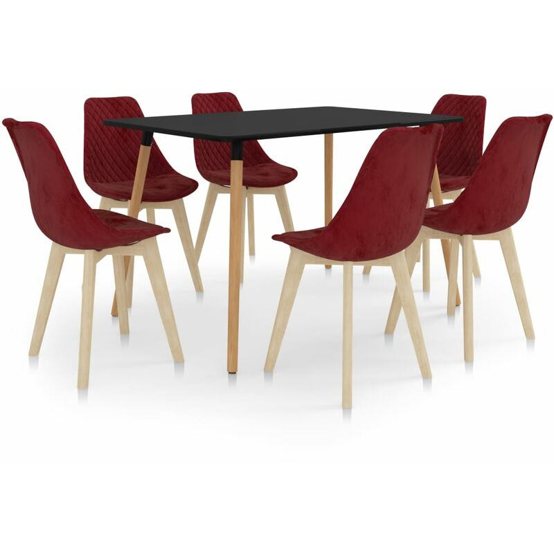 

vidaXL Juego de comedor 7 piezas rojo vino tinto - Rojo