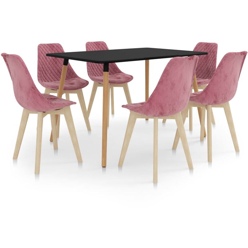 

vidaXL Juego de comedor 7 piezas rosa - Rosa