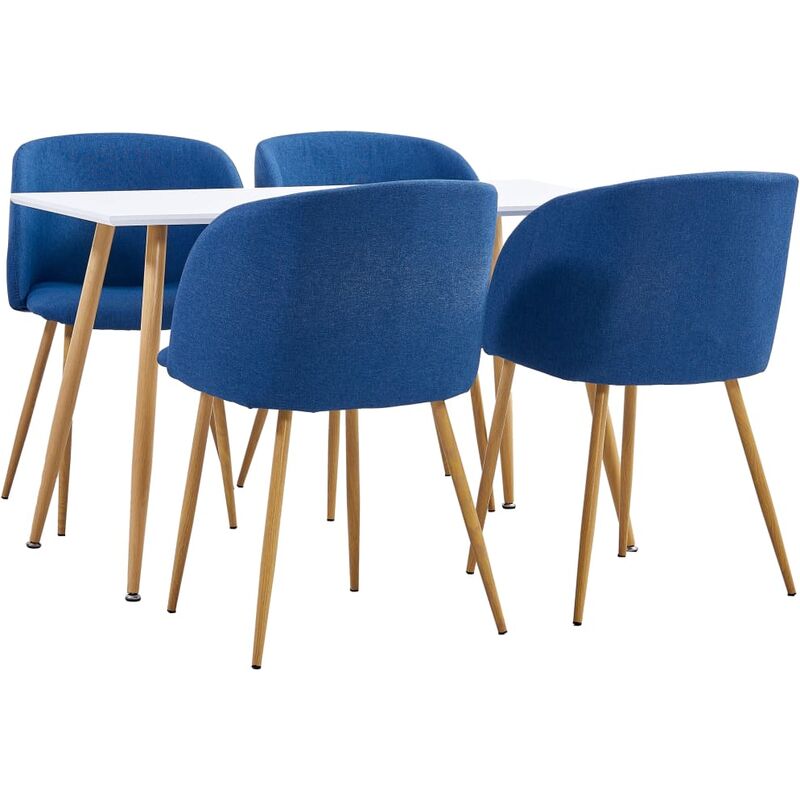 

Vidaxl - Juego de Comedor Tela 5 Piezas Azul - Azul