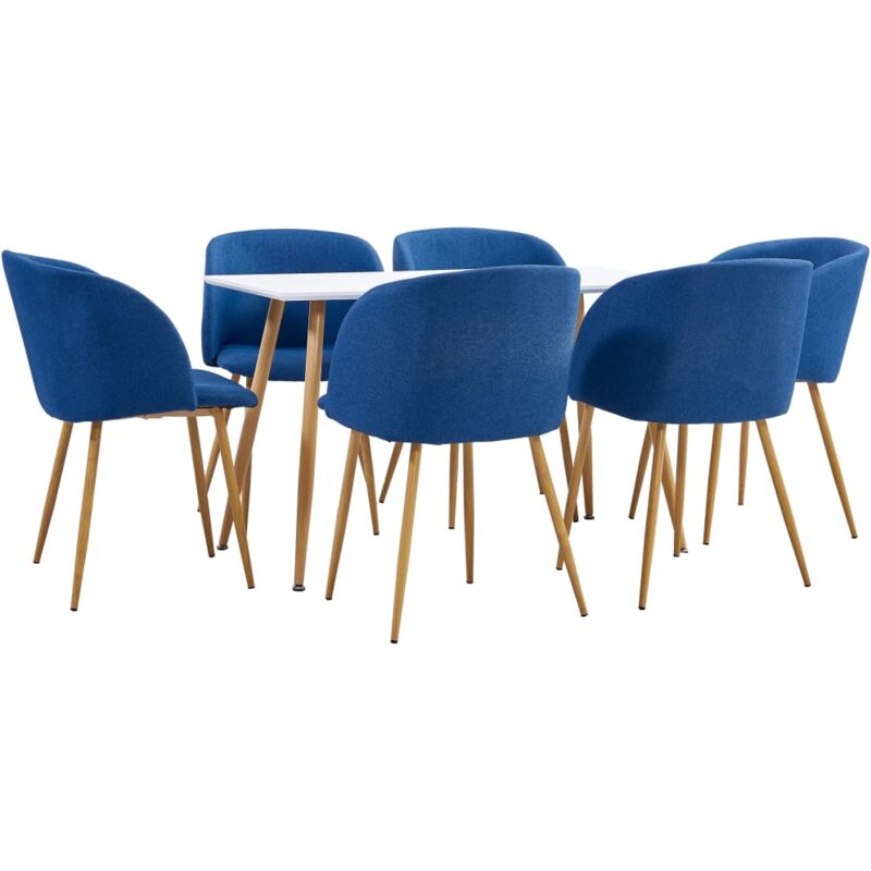 

Juego de Comedor Tela 7 Piezas Azul - Azul - Vidaxl