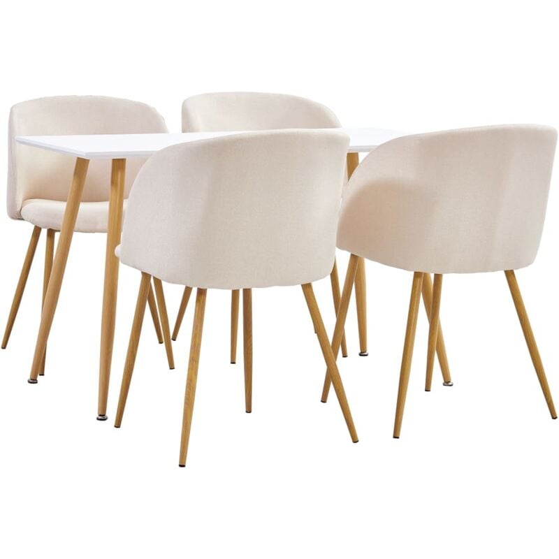 

vidaXL Juego de Comedor Tela 5 Piezas Crema - Crema