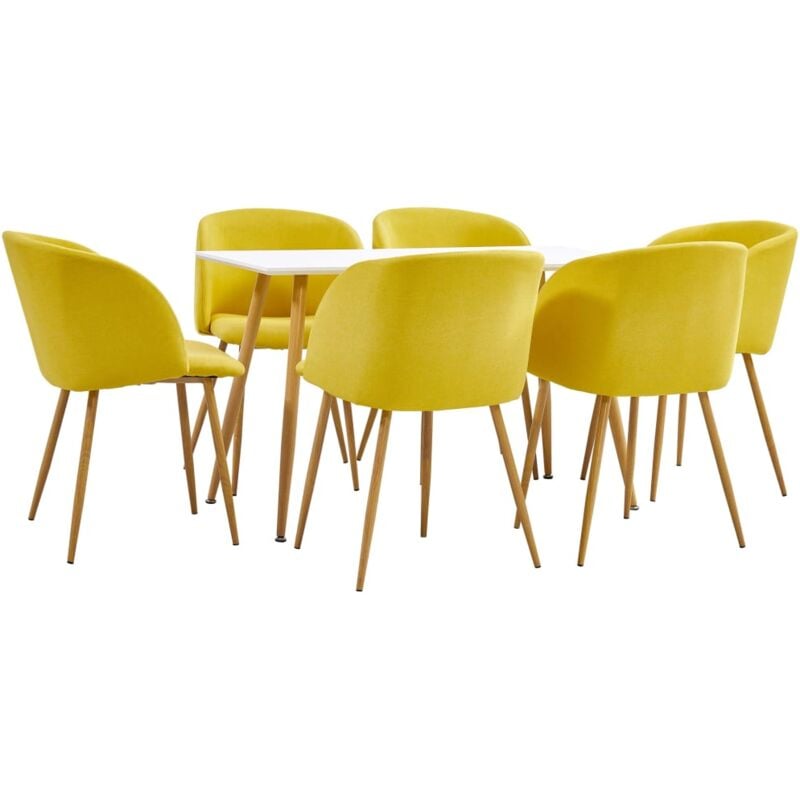 

Juego de Comedor Tela 7 Piezas Amarillo - Amarillo - Vidaxl