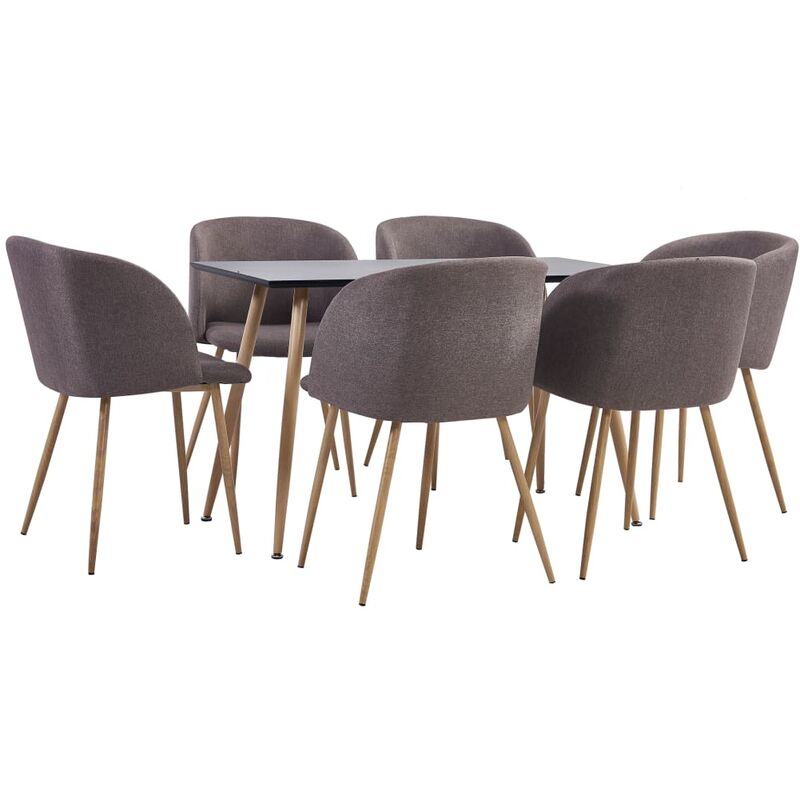 

Vidaxl - Juego de Comedor Tela 7 Piezas Marrón - Marrón