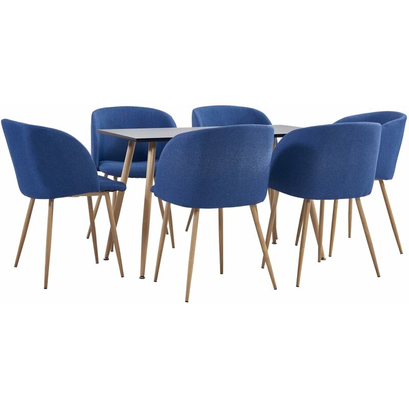 

Vidaxl - Juego de Comedor Tela 7 Piezas Azul - Azul