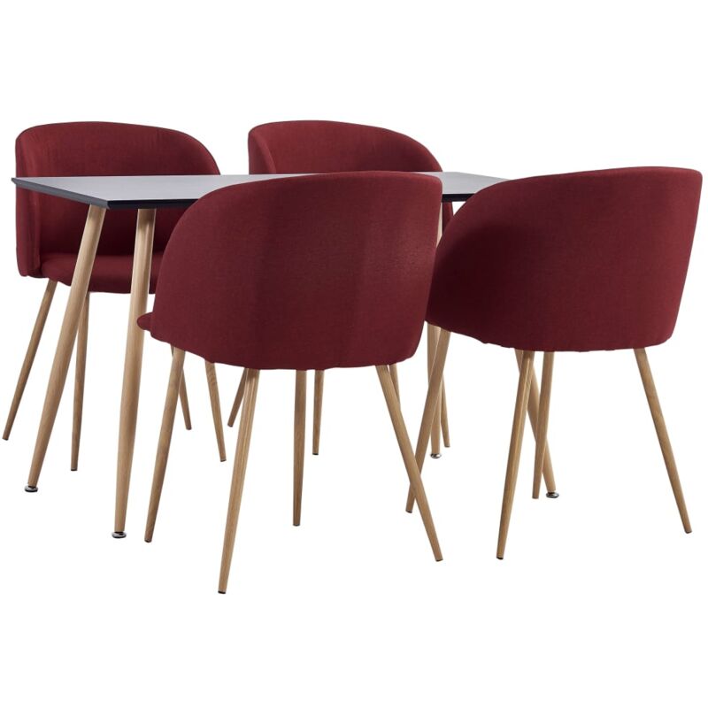 

vidaXL Juego de Comedor Tela 5 Piezas Vino Tinto - Rojo