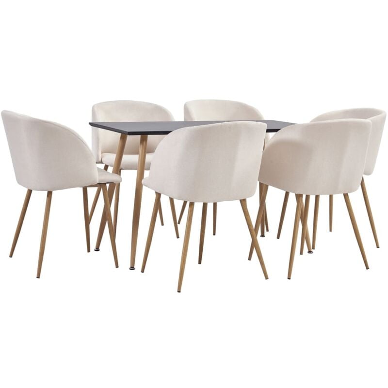 

Vidaxl - Juego de Comedor Tela 7 Piezas Crema - Crema