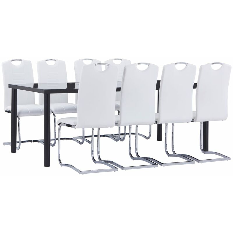 

Juego de comedor 9 piezas cuero sintético blanco