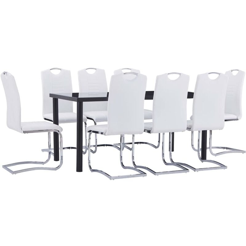 

Juego de comedor 9 piezas cuero sintético blanco