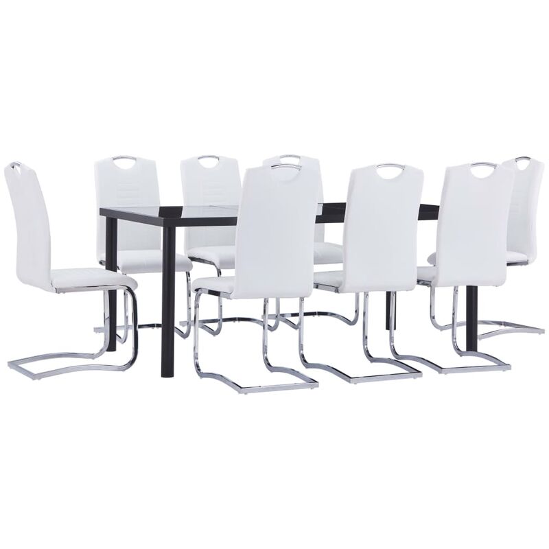 

Juego de comedor 9 piezas cuero sintético blanco