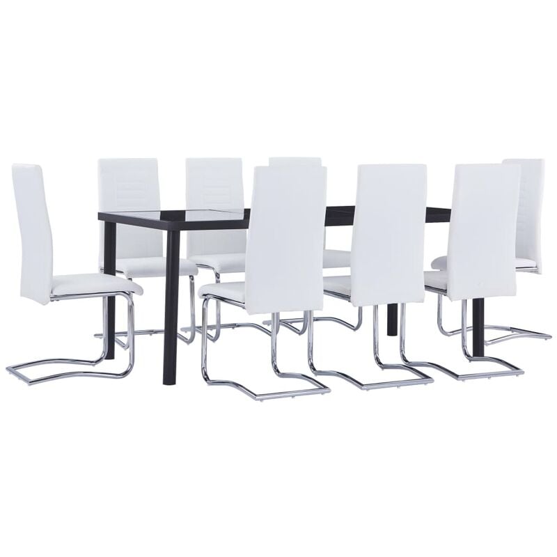 

Juego de comedor 9 piezas cuero sintético blanco