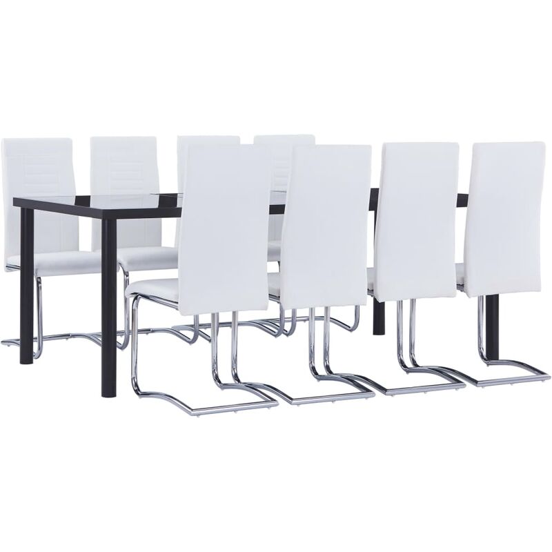 

Juego de comedor 9 piezas cuero sintético blanco