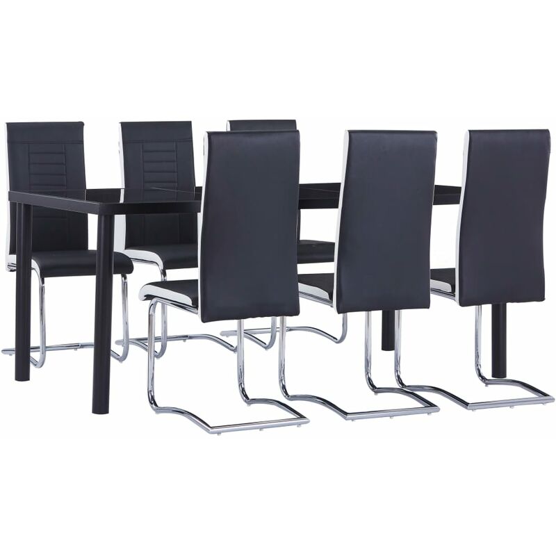 

vidaXL Juego de Comedor Cuero Sintético 7 Piezas Negro - Negro