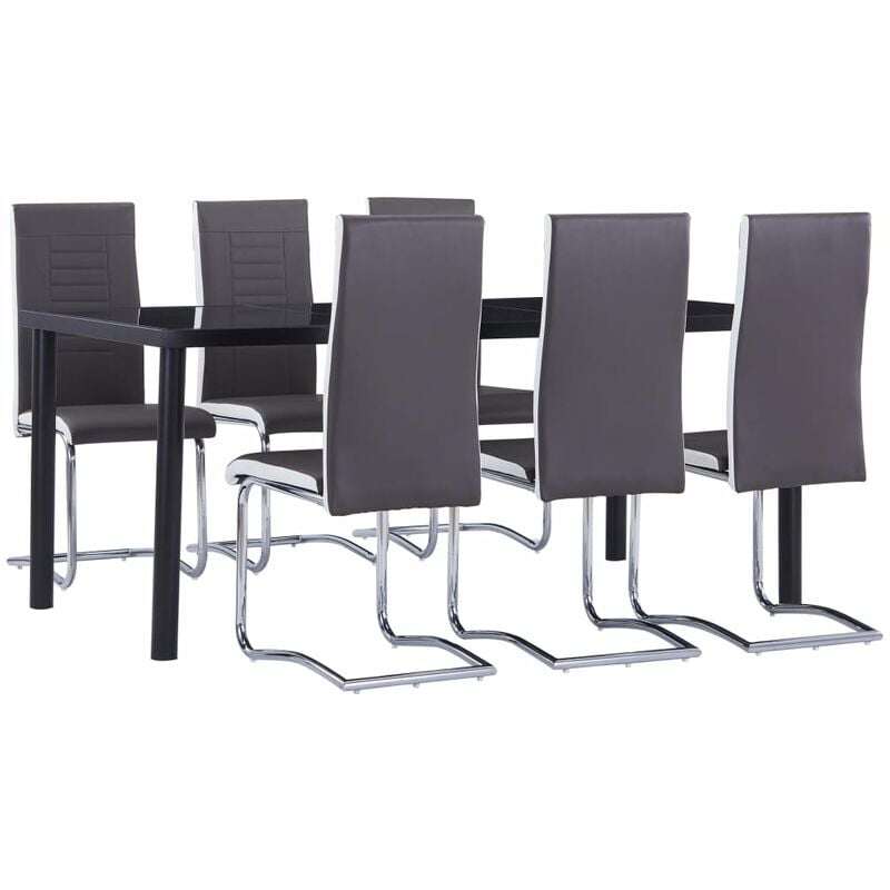 

vidaXL Juego de Comedor Cuero Sintético 7 Piezas Gris - Gris