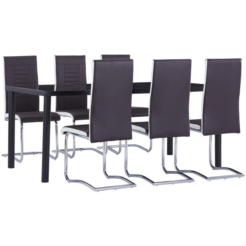 

vidaXL Juego de Comedor Cuero Sintético 7 Piezas Marrón - Marrón