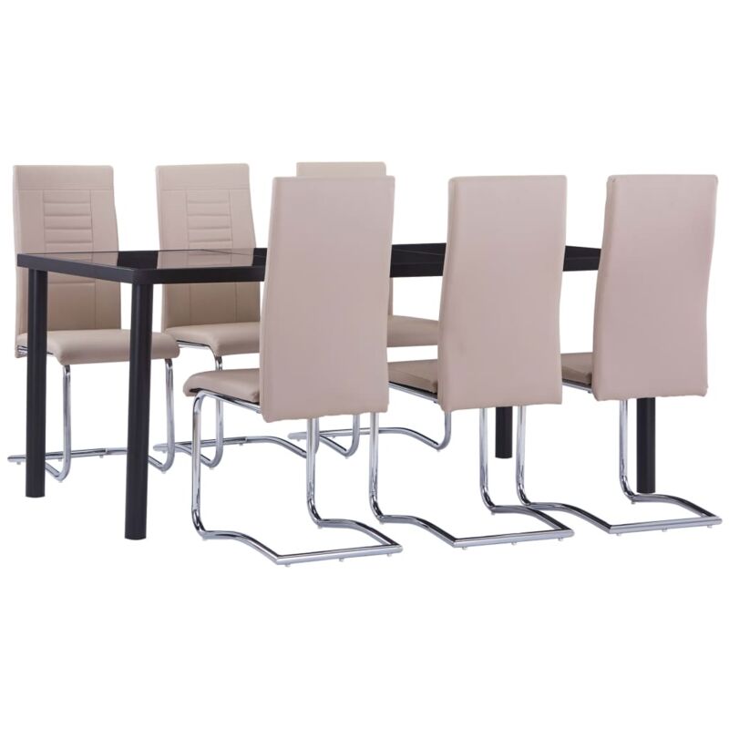 

vidaXL Juego de Comedor Cuero Sintético 7 Piezas Capuchino - Marrón