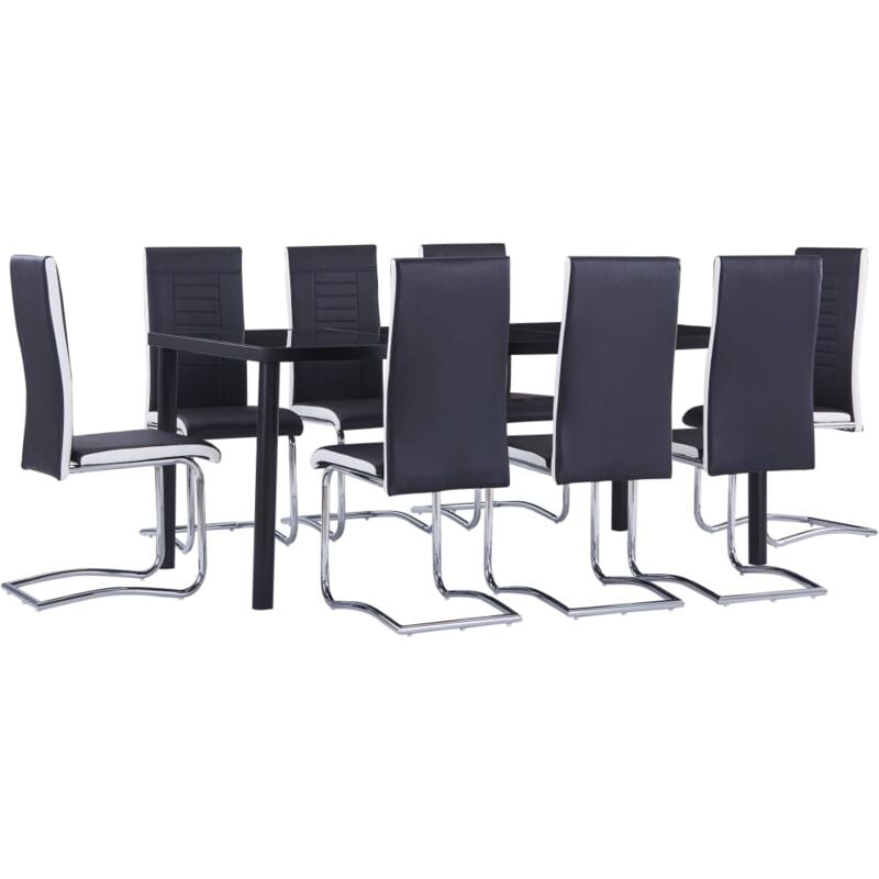 

vidaXL Juego de Comedor Cuero Sintético 9 Piezas Negro - Negro