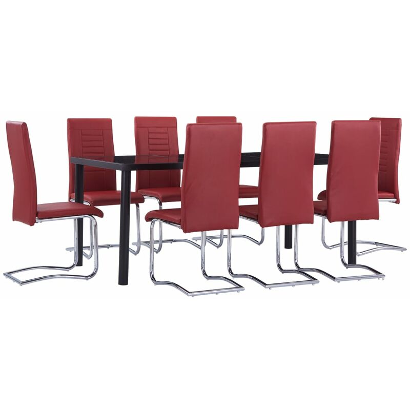 

Vidaxl - Juego de Comedor Cuero Sintético 9 Piezas Rojo - Rojo
