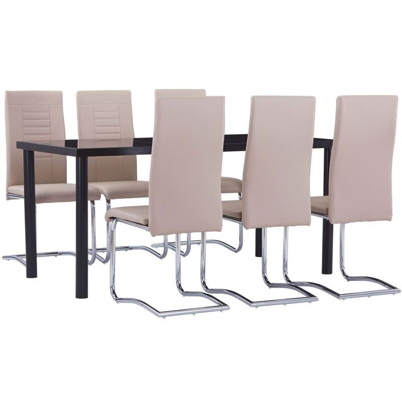 

vidaXL Juego de Comedor Cuero Sintético 7 Piezas Capuchino - Marrón