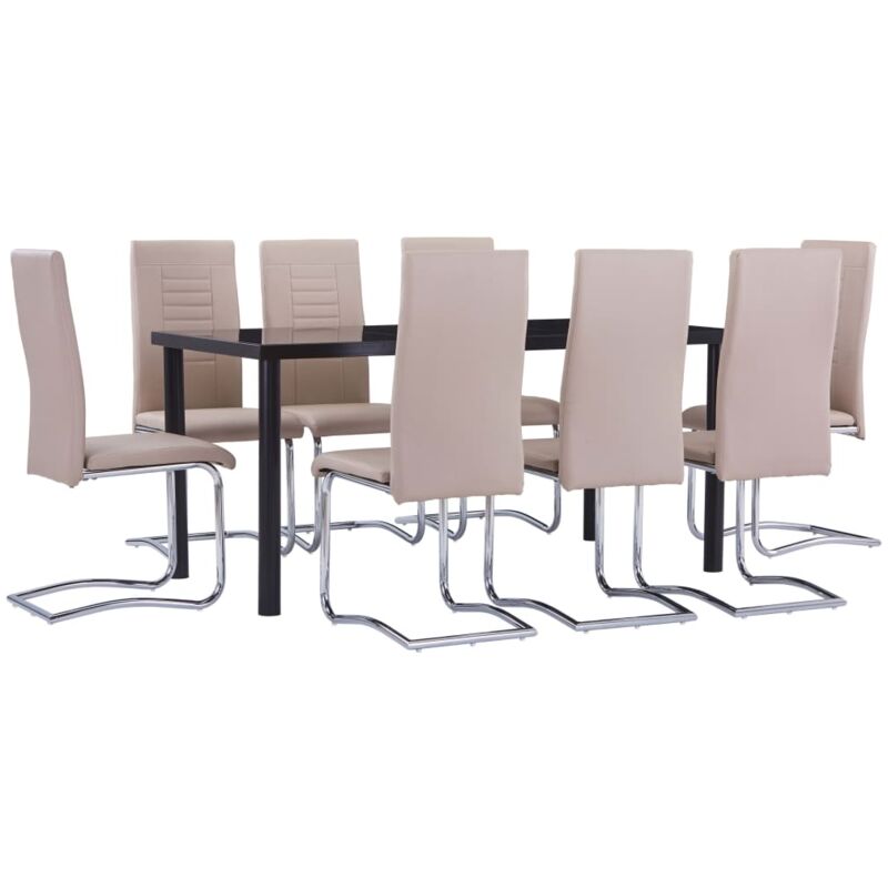 

vidaXL Juego de Comedor Cuero Sintético 9 Piezas Capuchino - Marrón