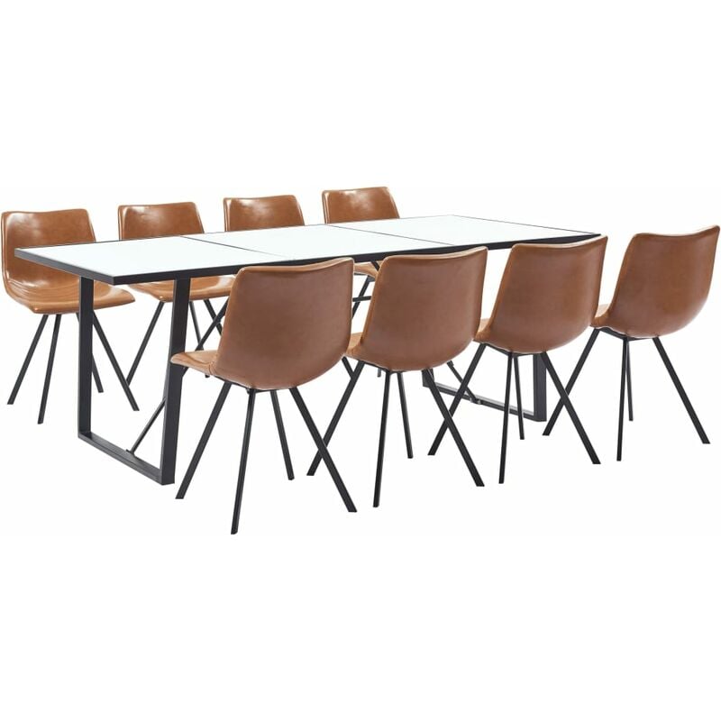 

Juego de comedor 9 piezas cuero sintético color coñac