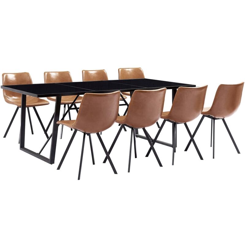 

Juego de comedor 9 piezas cuero sintético color coñac