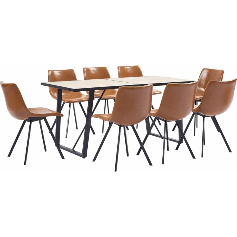 

Juego de comedor 9 piezas cuero sintético color coñac