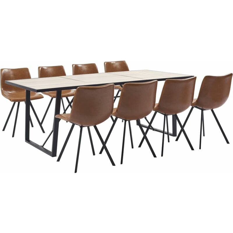 

Juego de comedor 9 piezas cuero sintético color coñac