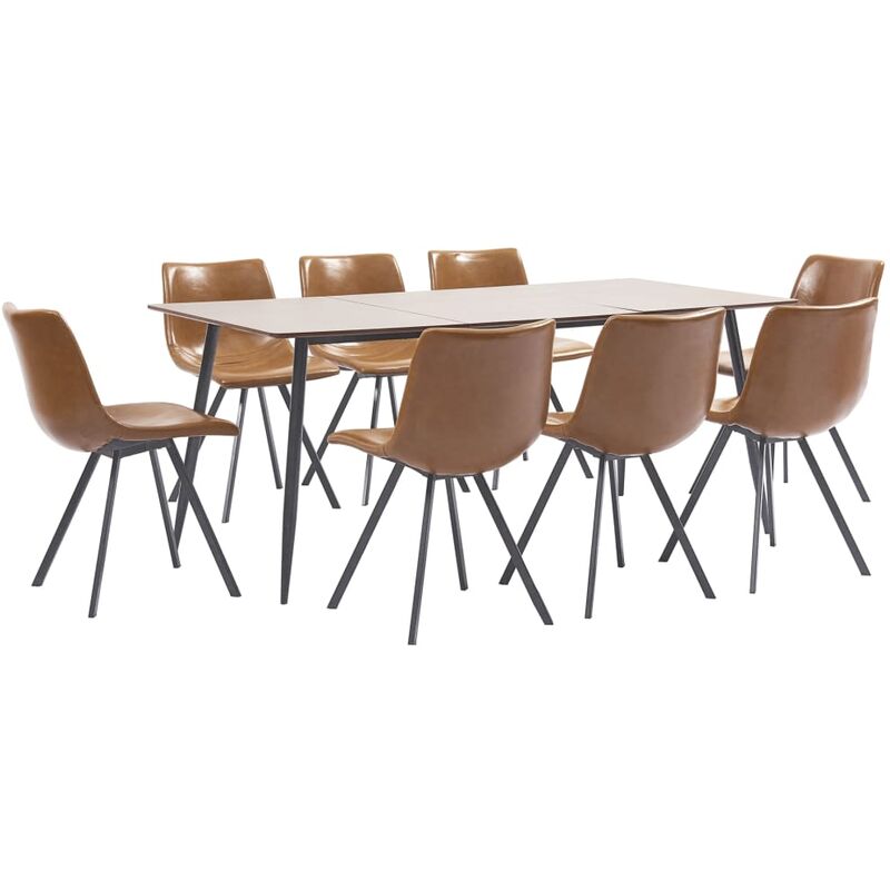 

Juego de comedor 9 piezas cuero sintético color coñac